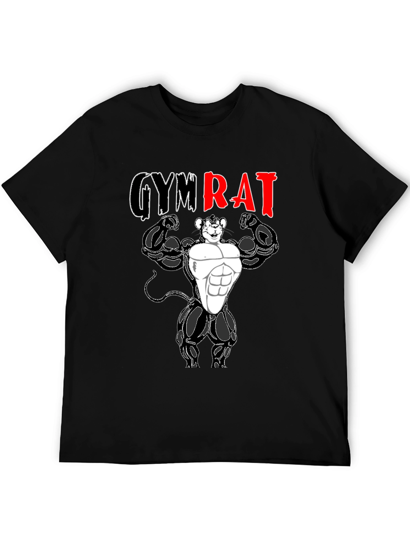 Gym Rat T-Shirt - Black Cotton Graphic Tee