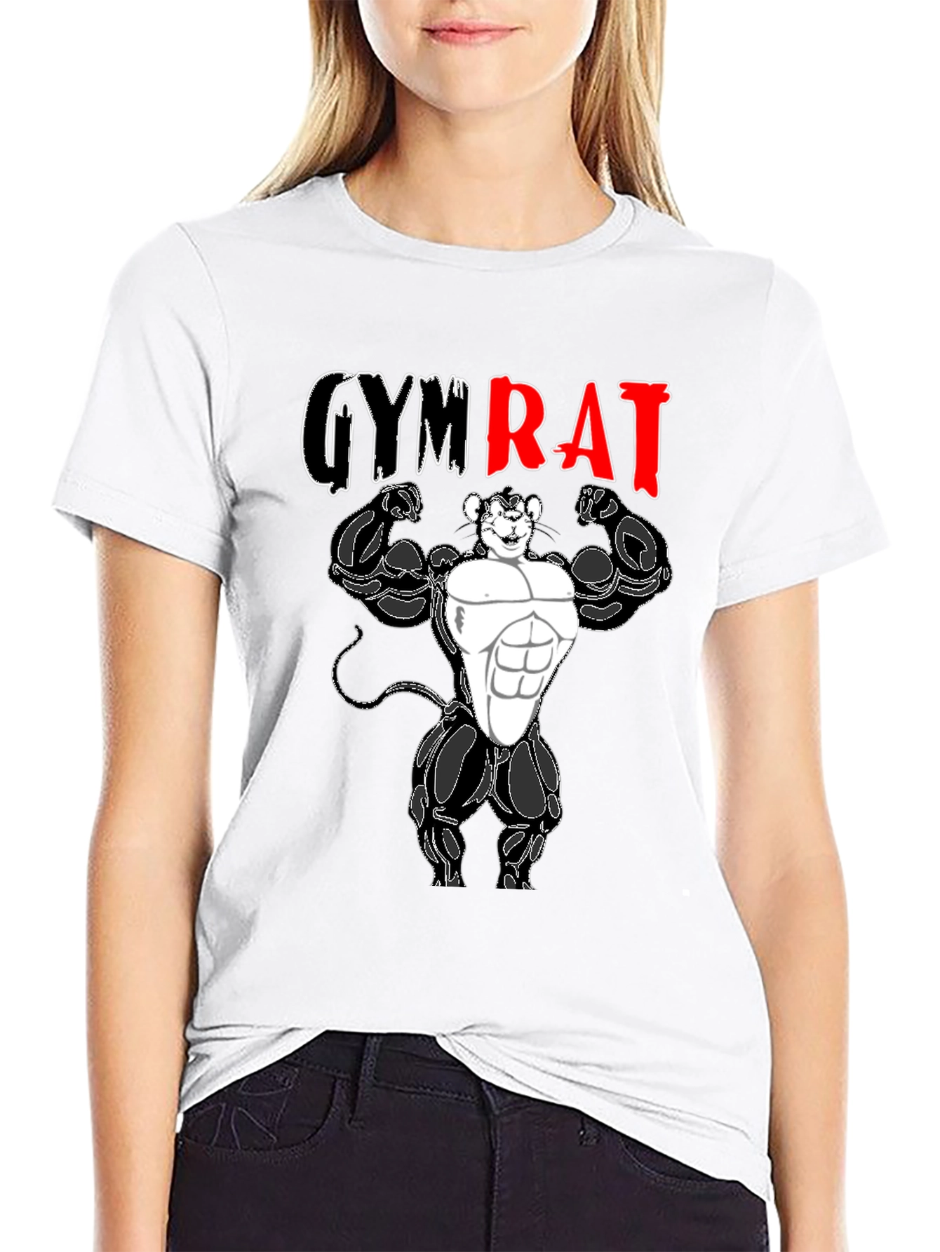 Gym Rat T-Shirt - Black Cotton Graphic Tee