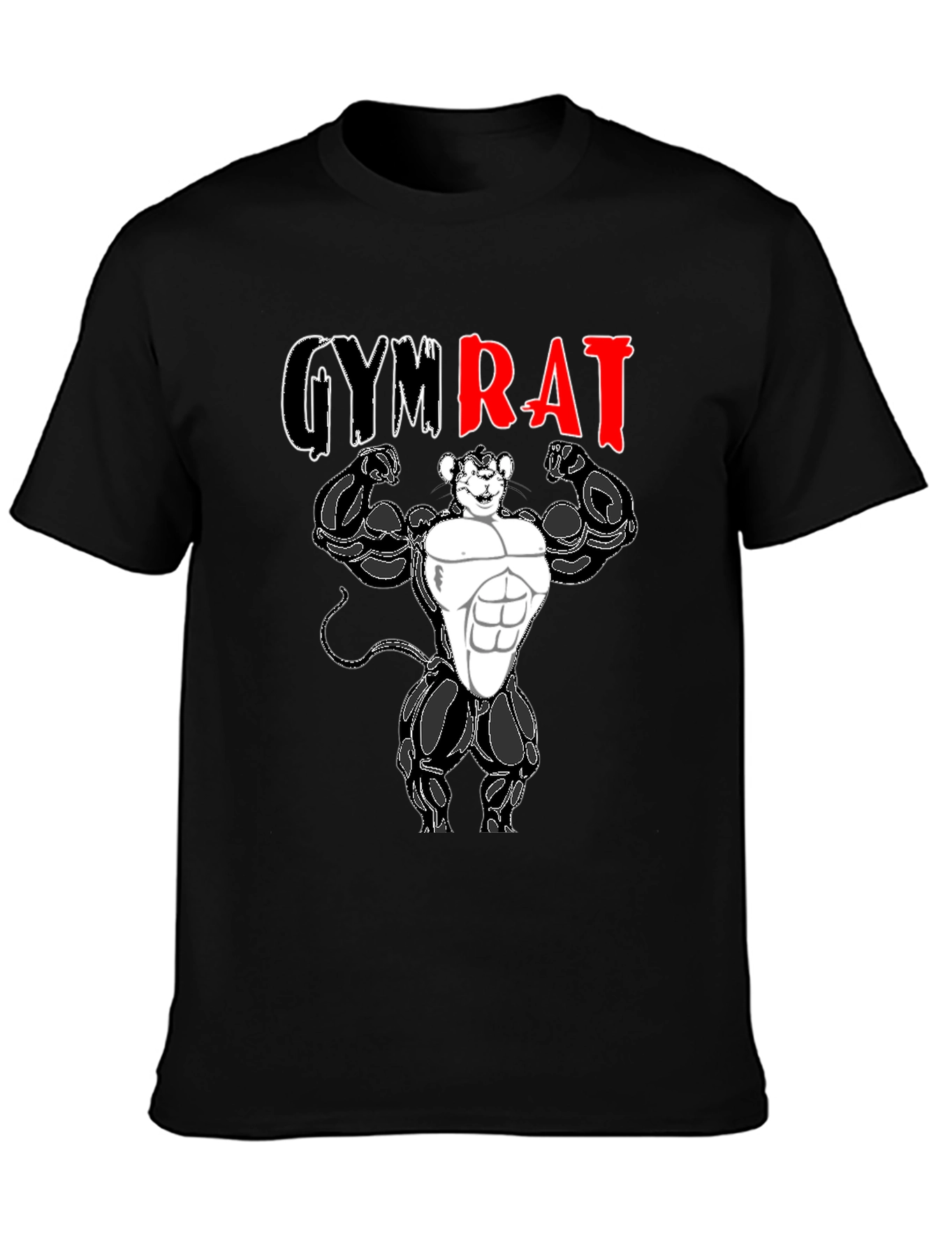Gym Rat T-Shirt - Black Cotton Graphic Tee