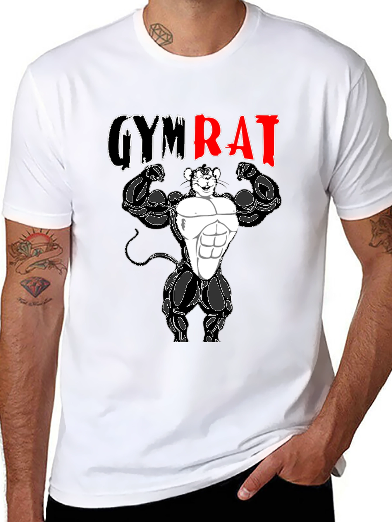Gym Rat T-Shirt - Black Cotton Graphic Tee