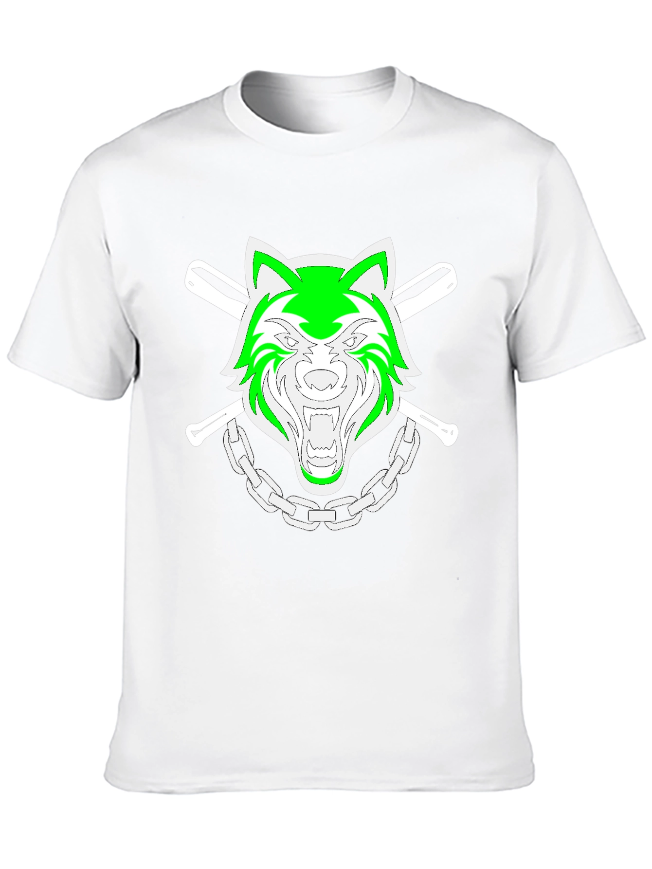 Green Wolf Graphic Black T-Shirt
