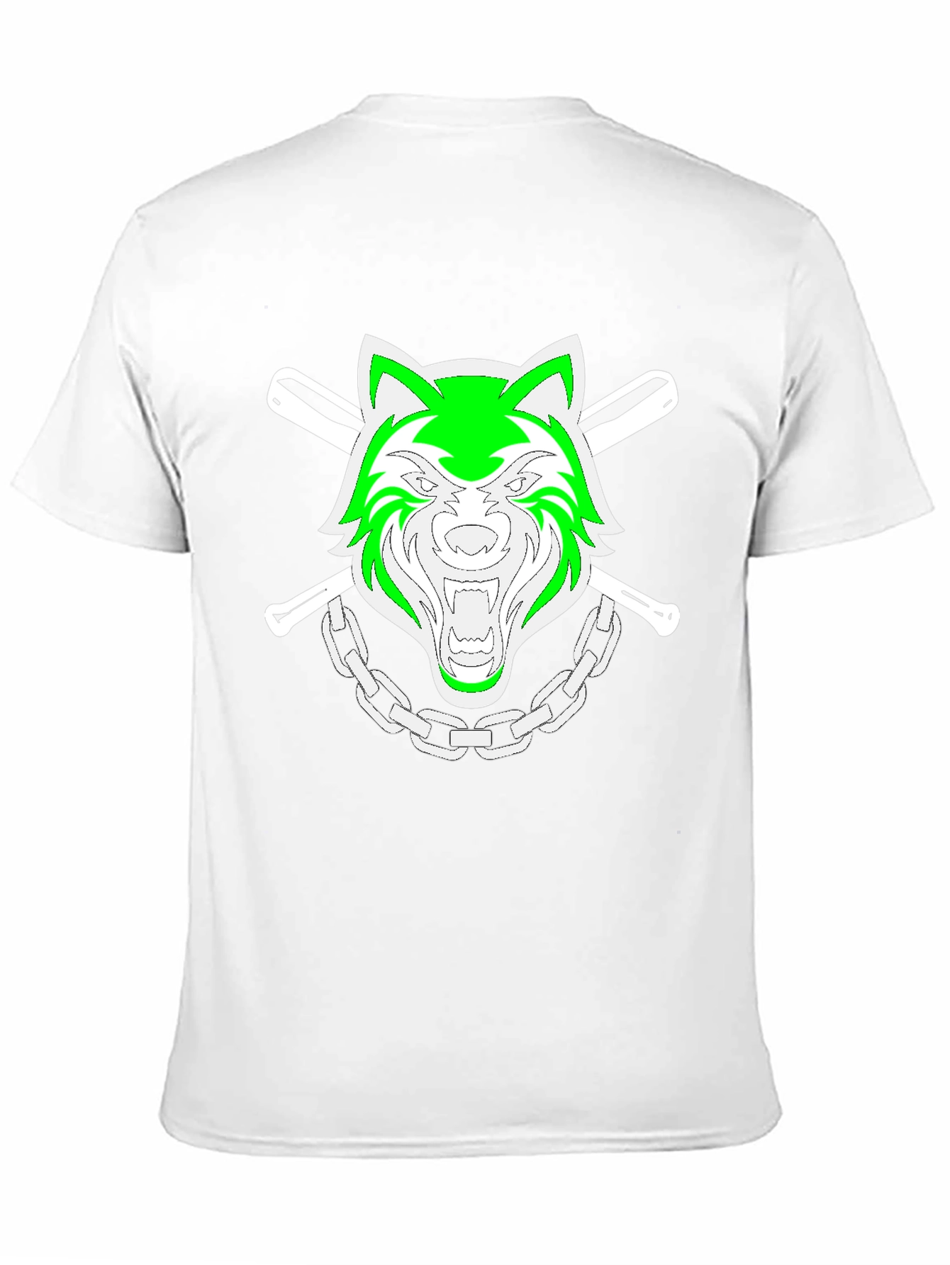 Green Wolf Graphic Black T-Shirt