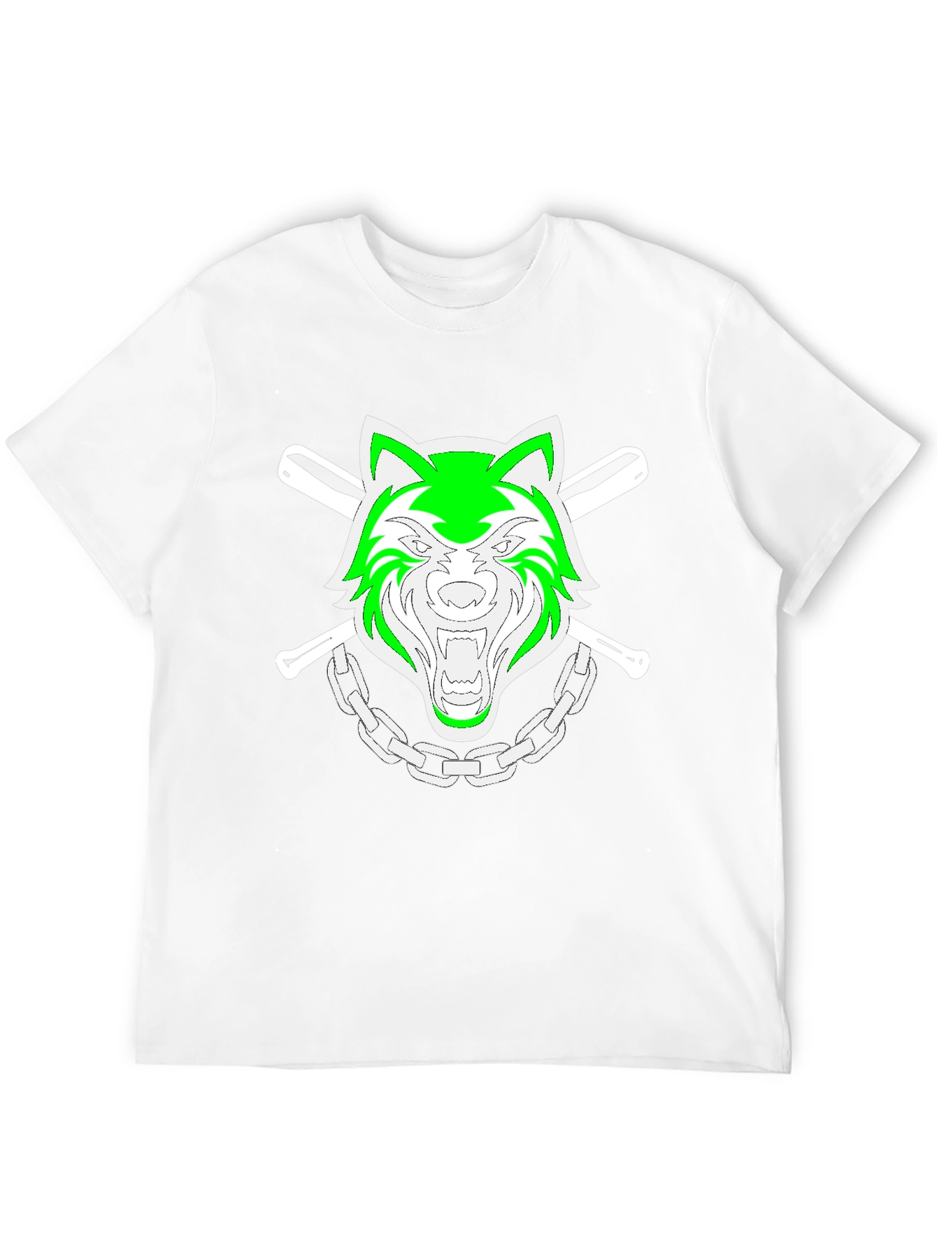 Green Wolf Graphic Black T-Shirt