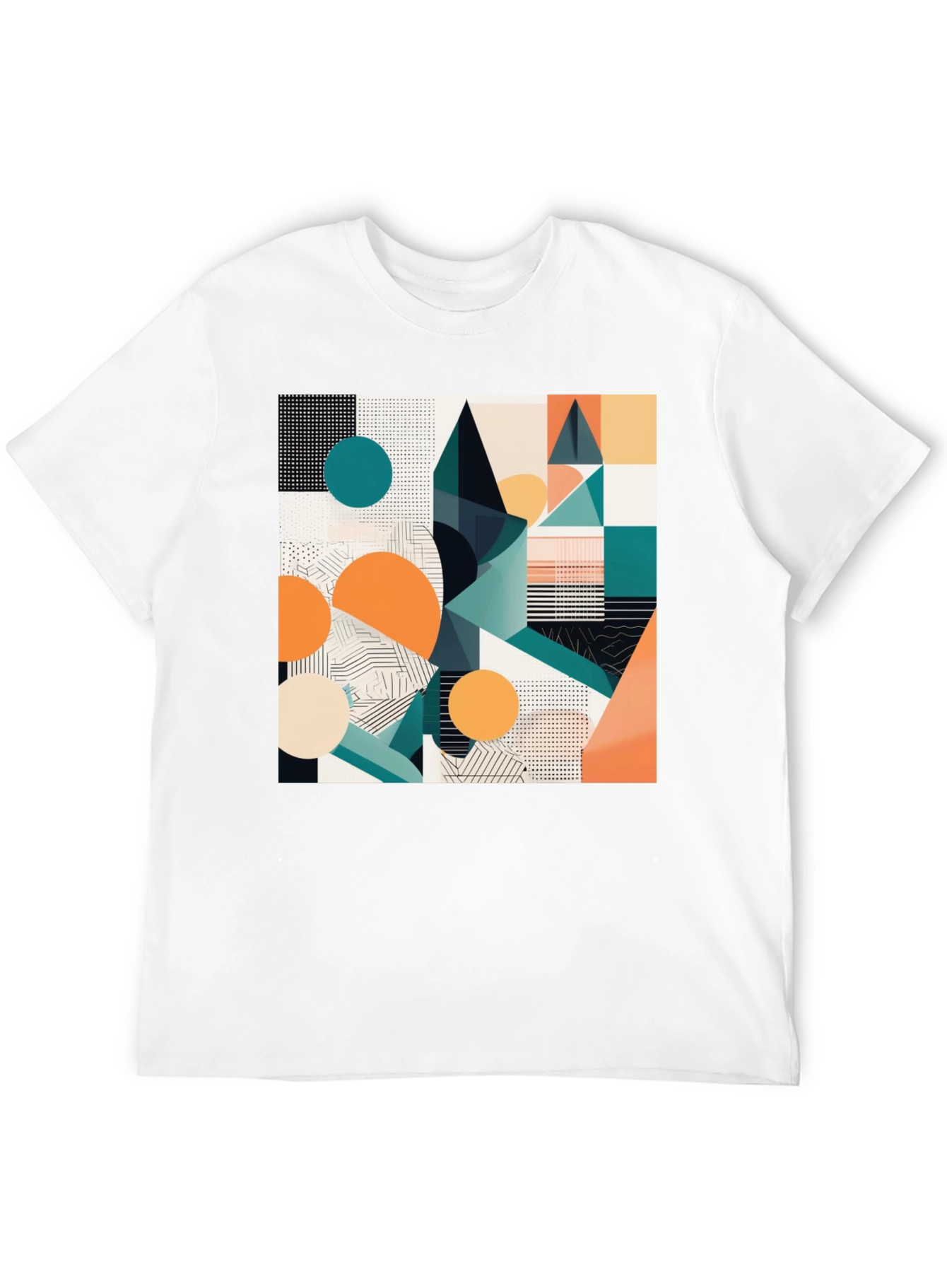 Abstract Geometric Print Black T-Shirt