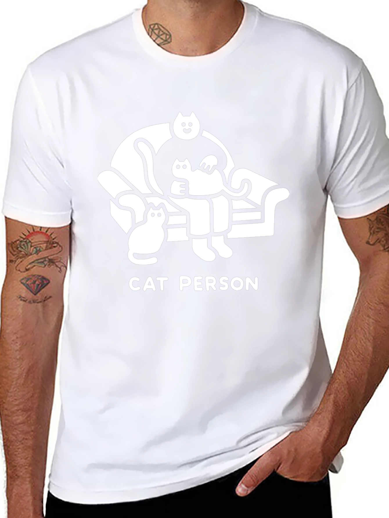 Cat Person T-Shirt - Black Graphic Tee