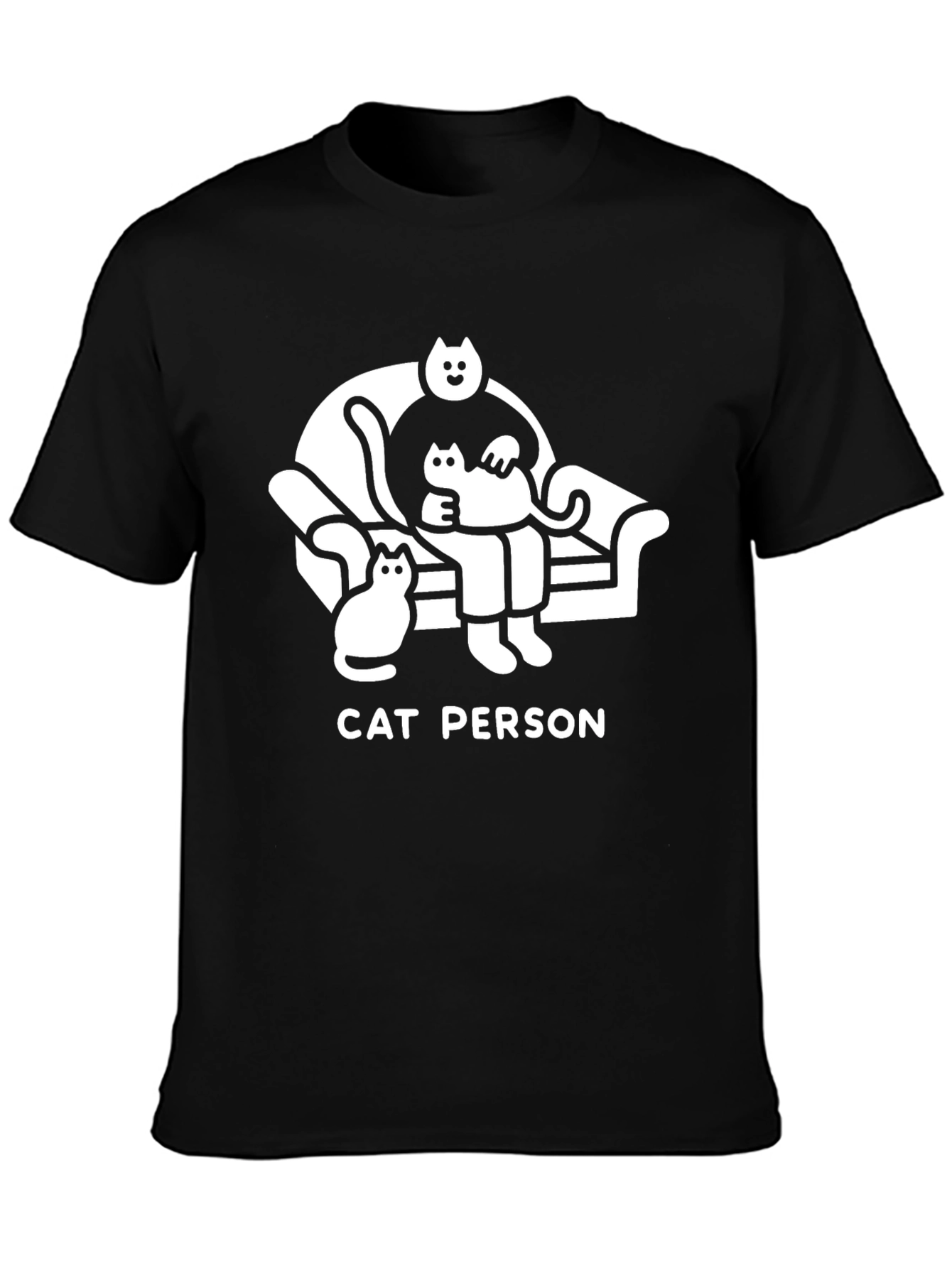 Cat Person T-Shirt - Black Graphic Tee