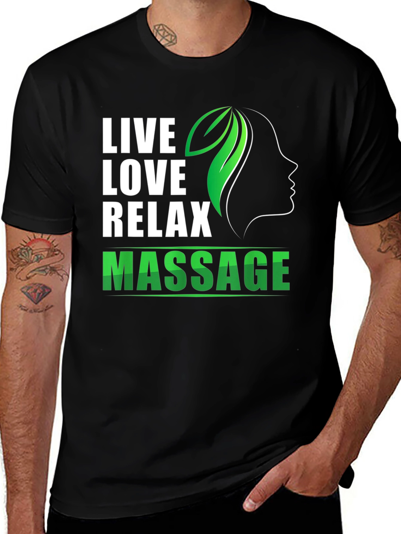 Live Love Relax Massage T-Shirt - Black