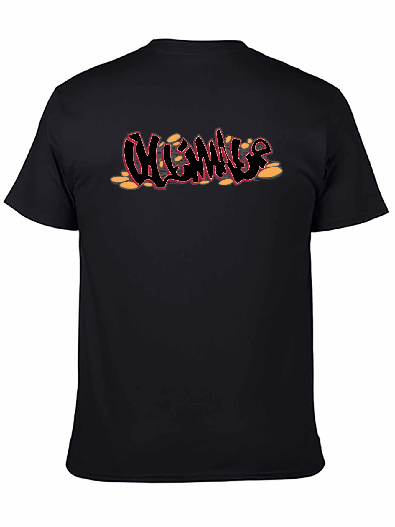 Black T-Shirt with Graffiti Style Design