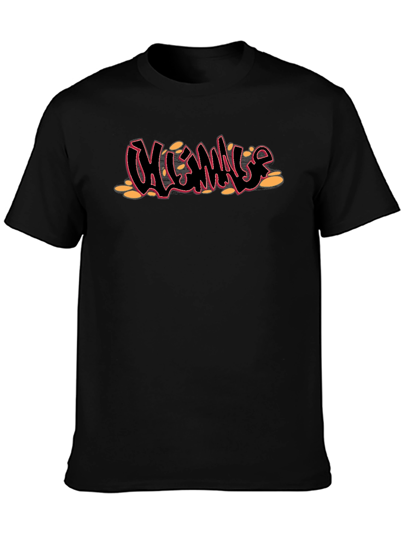 Black T-Shirt with Graffiti Style Design