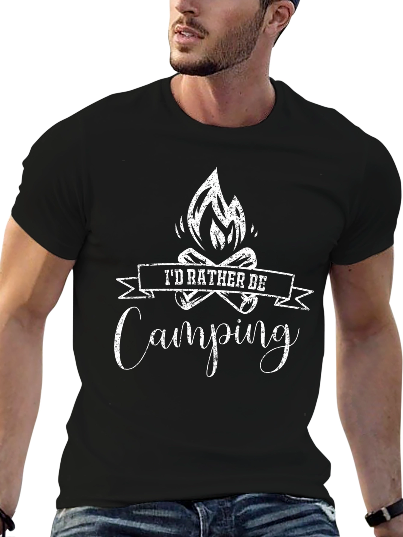 Id Rather Be Camping T-Shirt - Black Cotton Blend