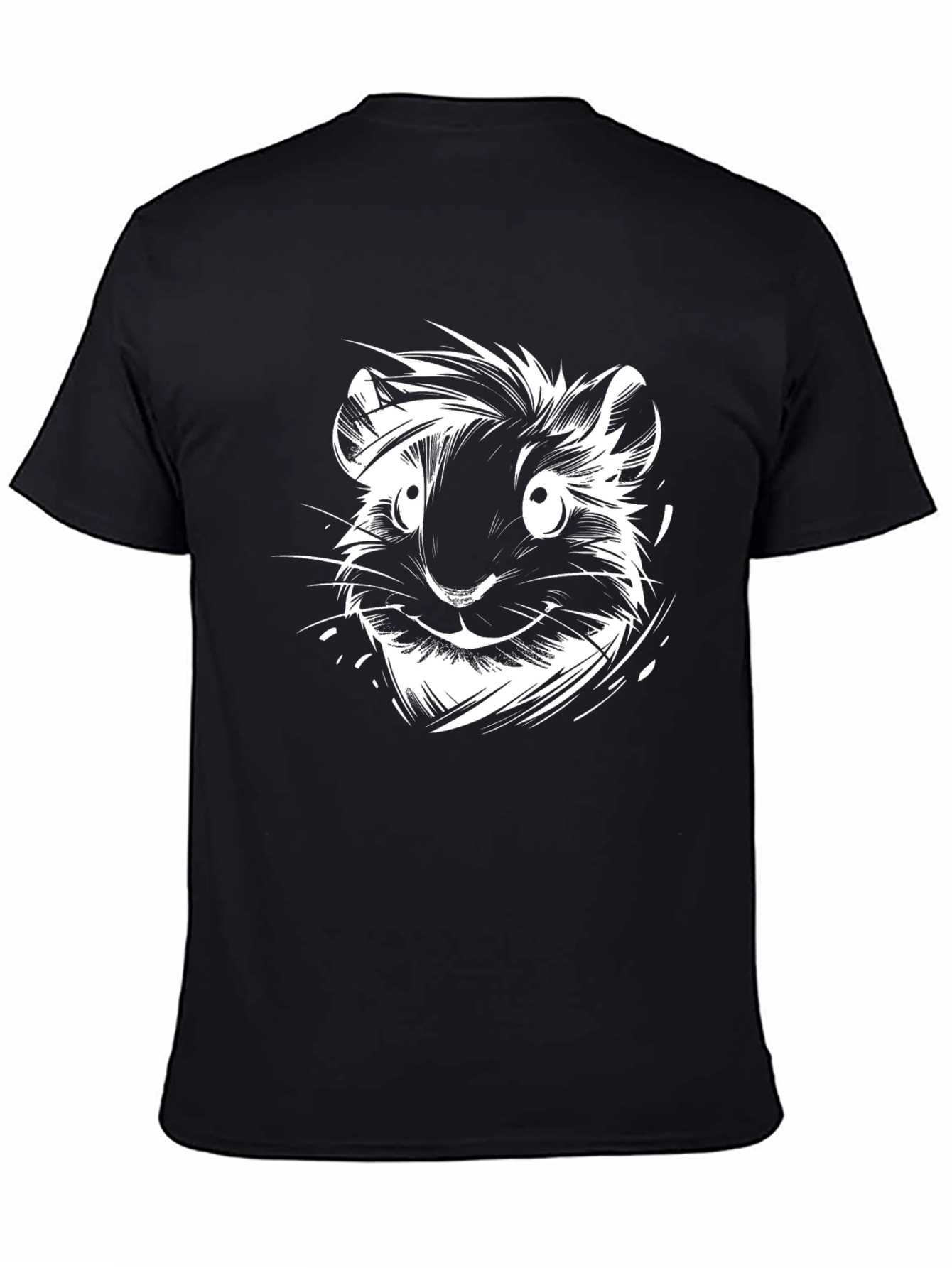 Whimsical Hamster Graphic Tee -  Mens Black T-Shirt