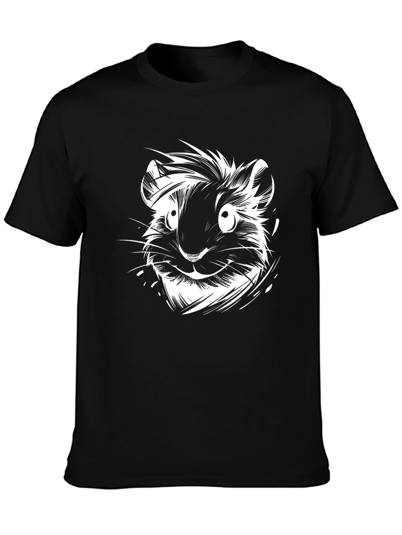 Whimsical Hamster Graphic Tee -  Mens Black T-Shirt
