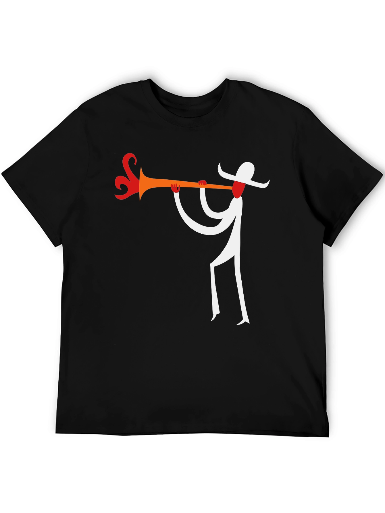 Abstract Trumpet Player Graphic T-Shirt - Black