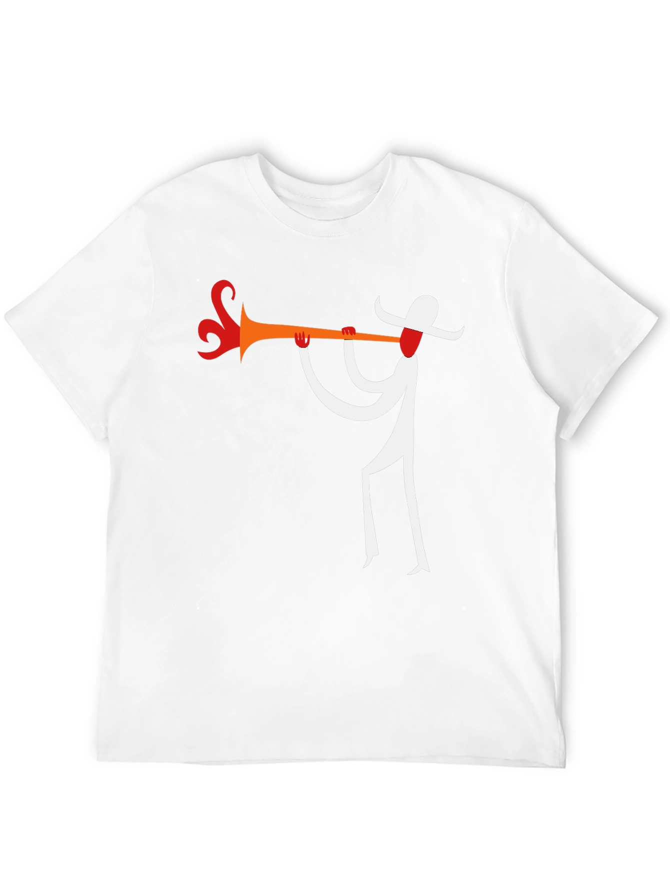 Abstract Trumpet Player Graphic T-Shirt - Black
