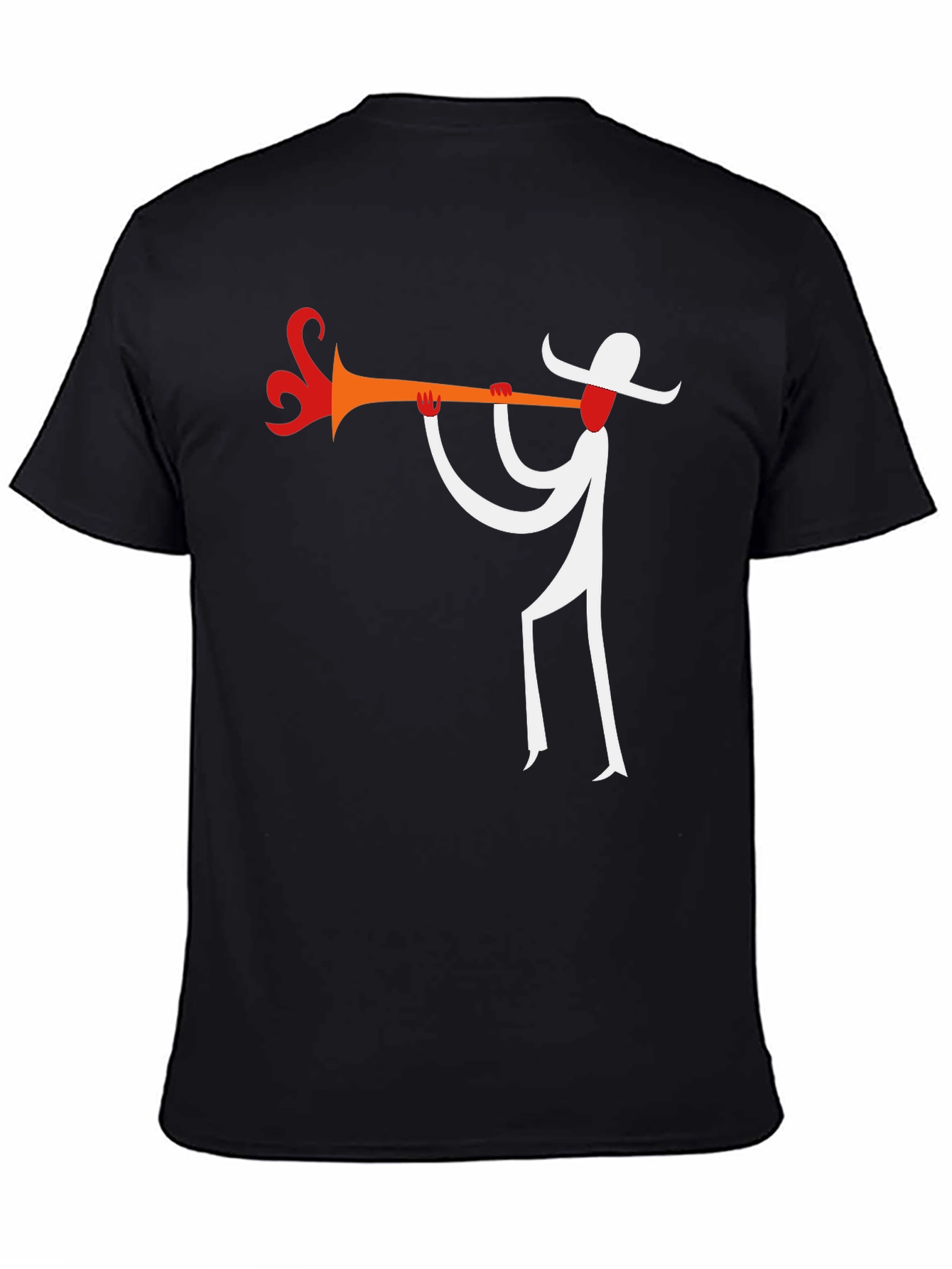 Abstract Trumpet Player Graphic T-Shirt - Black