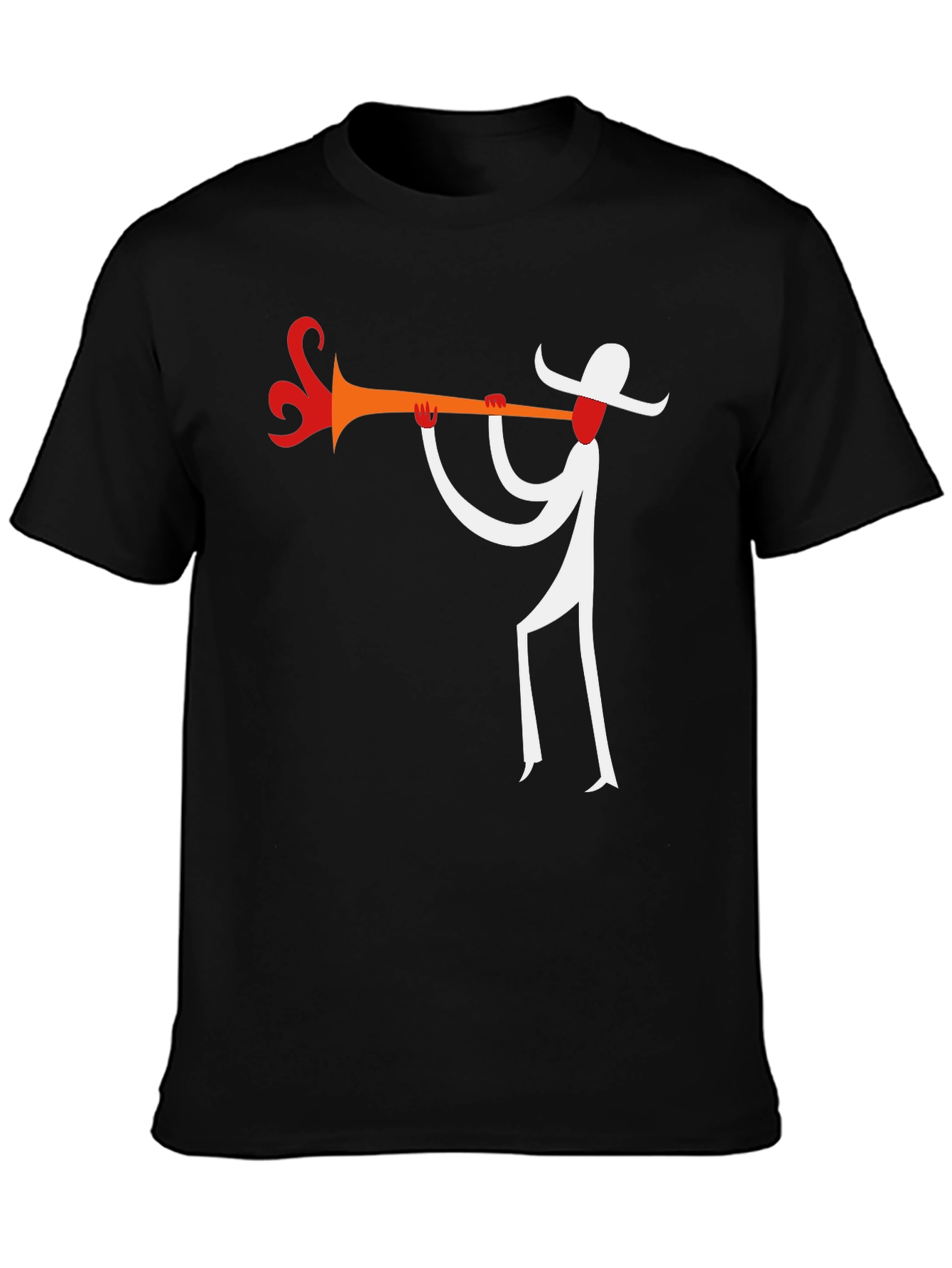 Abstract Trumpet Player Graphic T-Shirt - Black