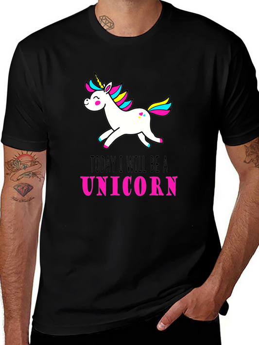 Unicorn Graphic Tee - Today I Will Be A Unicorn Black T-Shirt