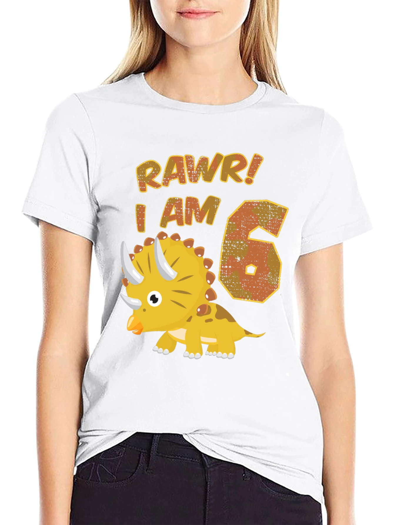 Dinosaur Birthday T-Shirt - Rawr I am 6