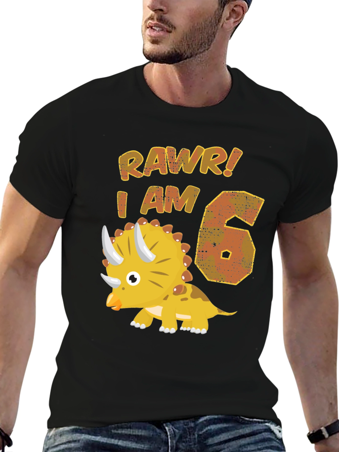 Dinosaur Birthday T-Shirt - Rawr I am 6
