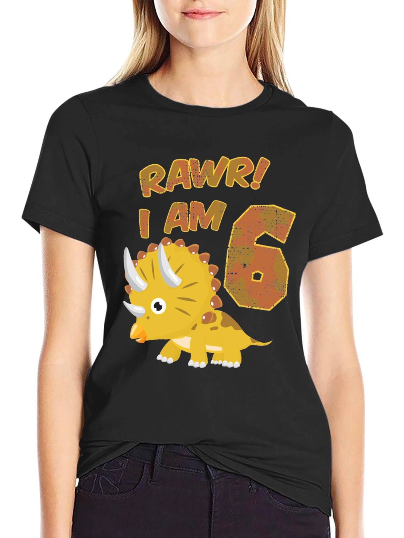 Dinosaur Birthday T-Shirt - Rawr I am 6