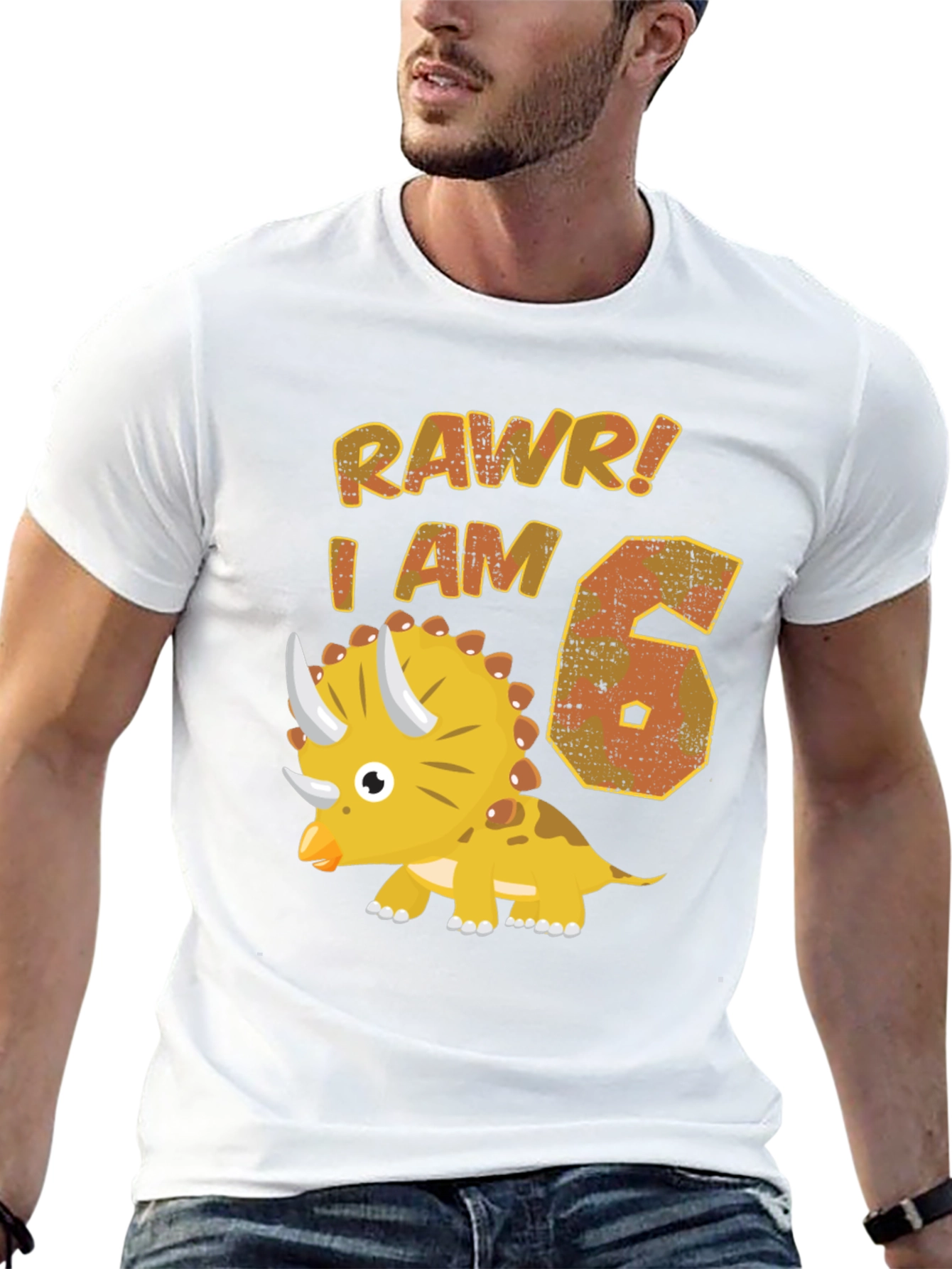 Dinosaur Birthday T-Shirt - Rawr I am 6