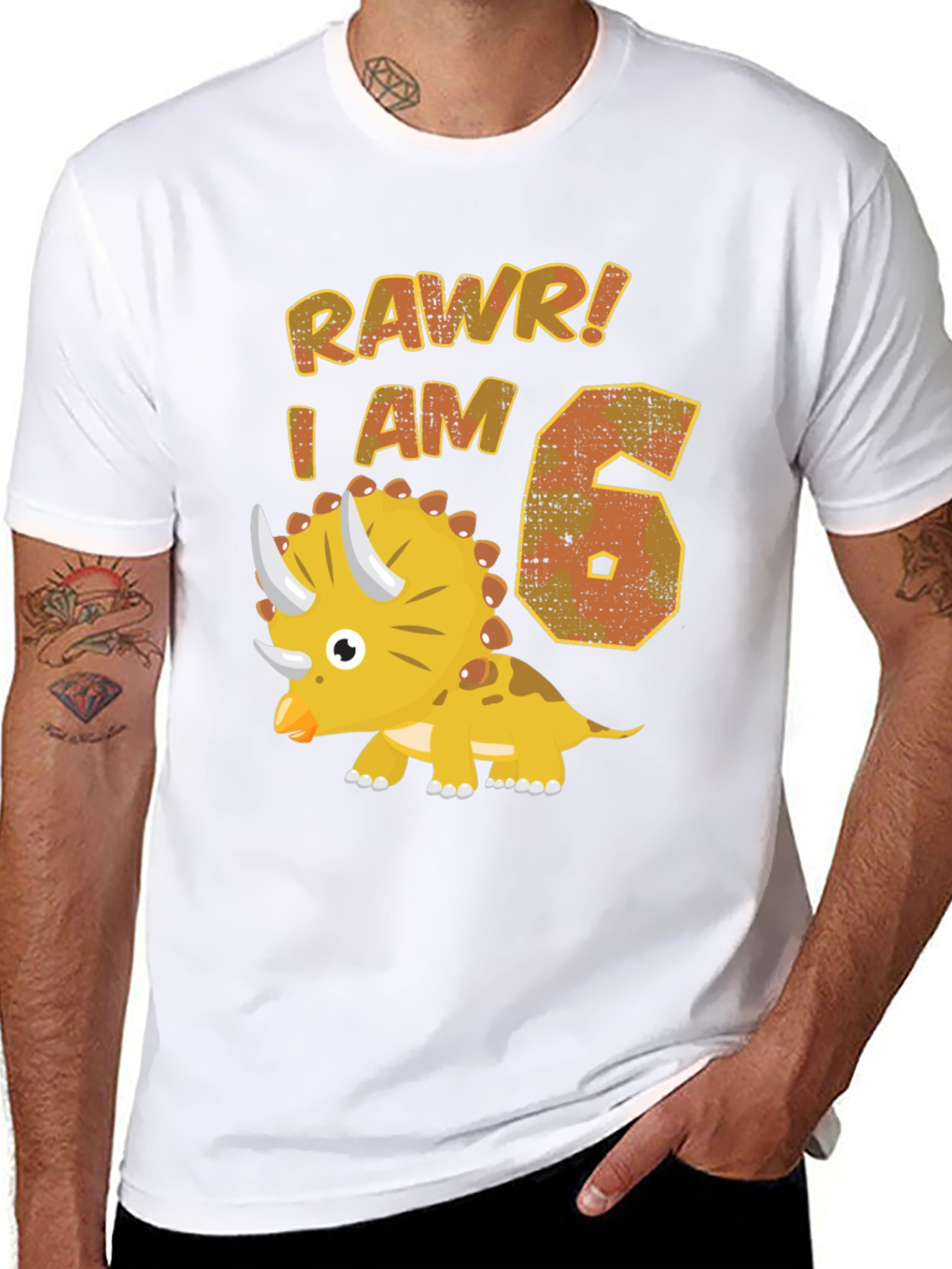 Dinosaur Birthday T-Shirt - Rawr I am 6