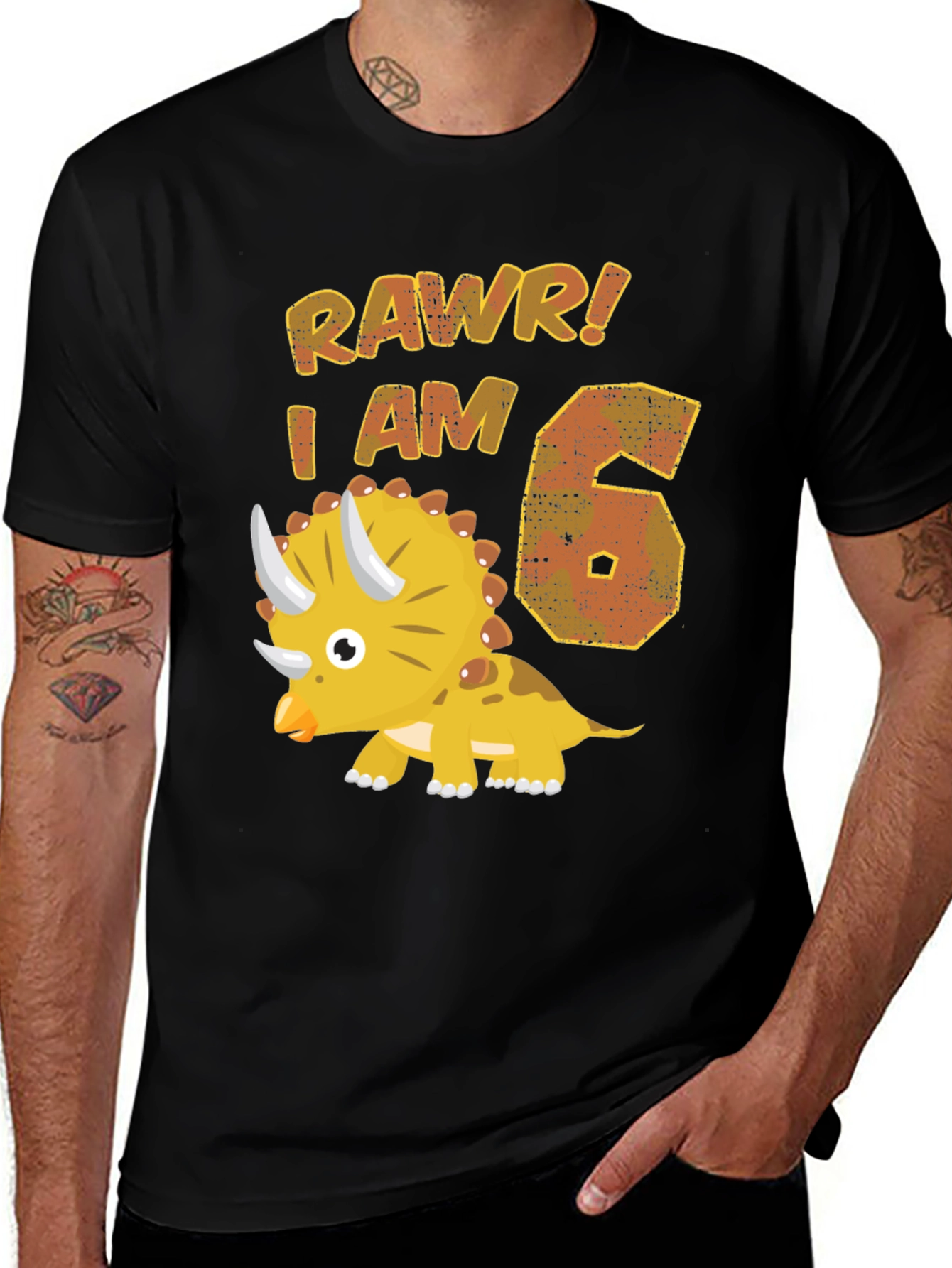 Dinosaur Birthday T-Shirt - Rawr I am 6