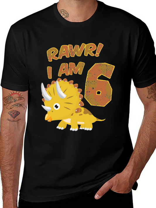 Dinosaur Birthday T-Shirt - Rawr I am 6
