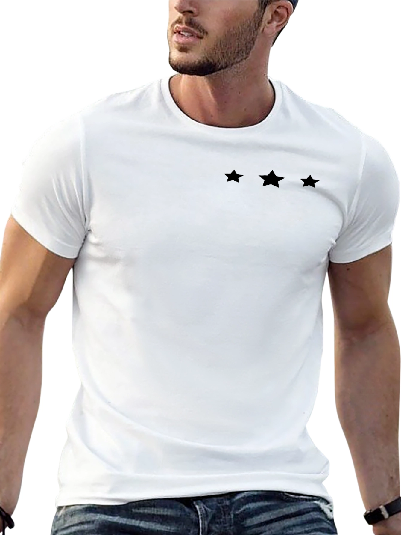 Mens Black T-Shirt with Star Design