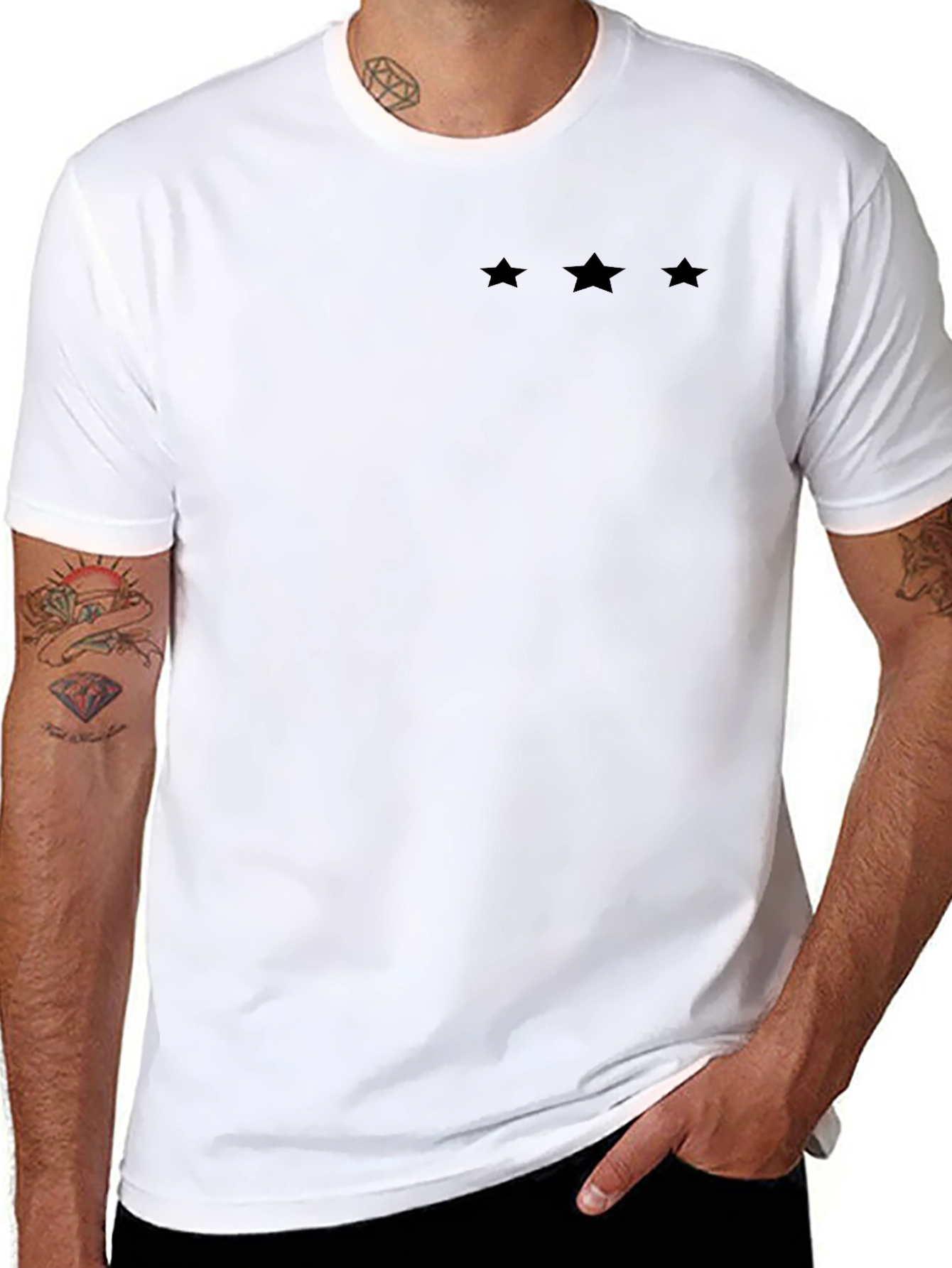 Mens Black T-Shirt with Star Design
