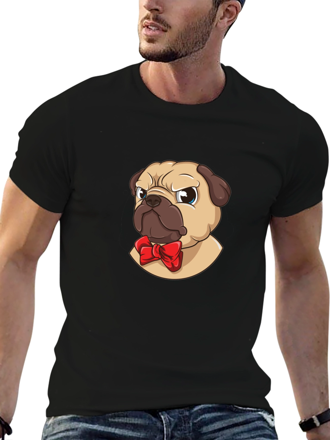 Cute Pug Bow Tie T-Shirt – Adorable Dog Lover Graphic Tee Gift
