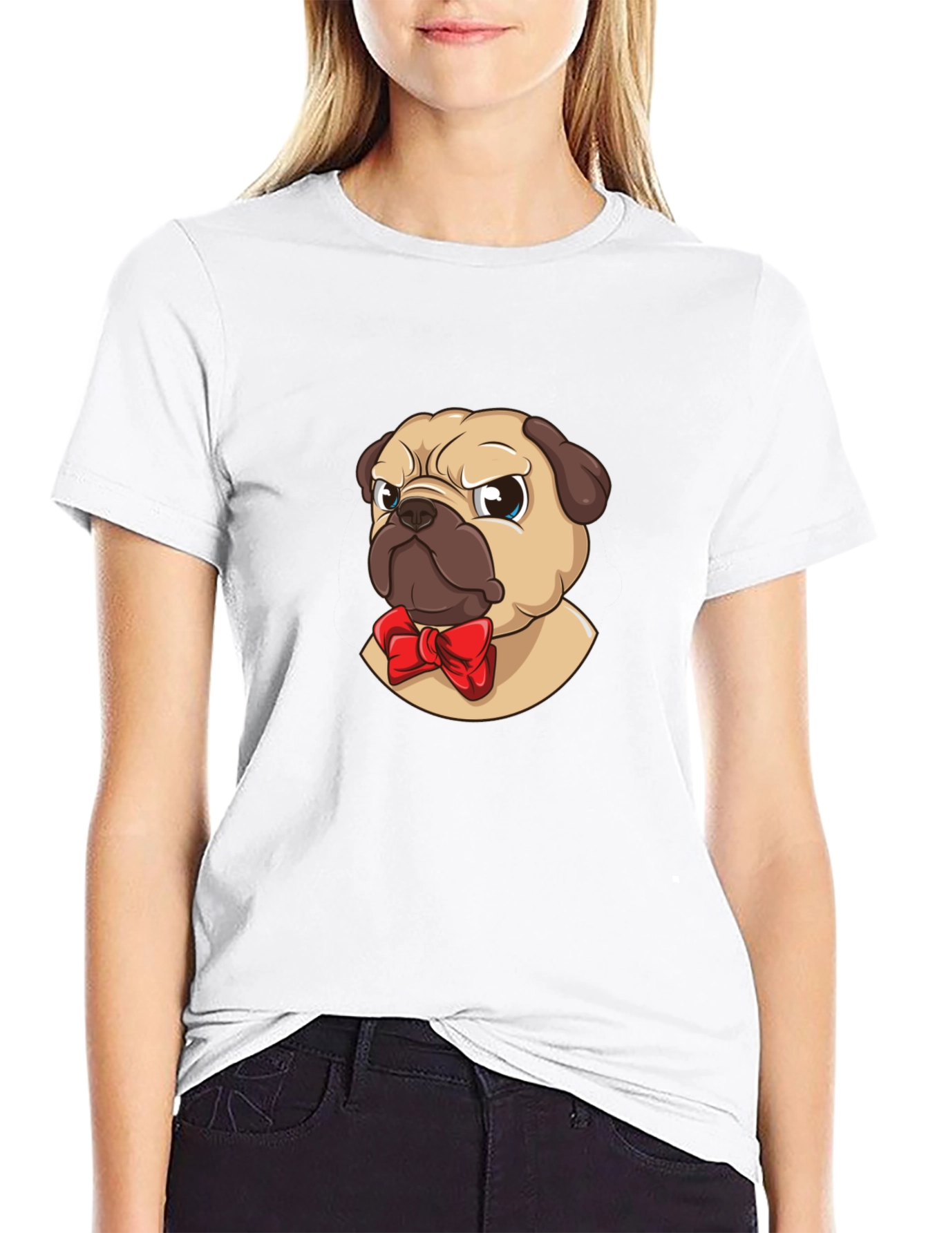 Cute Pug Bow Tie T-Shirt – Adorable Dog Lover Graphic Tee Gift