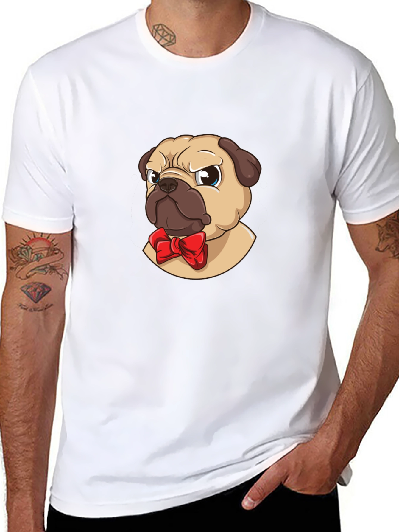 Cute Pug Bow Tie T-Shirt – Adorable Dog Lover Graphic Tee Gift