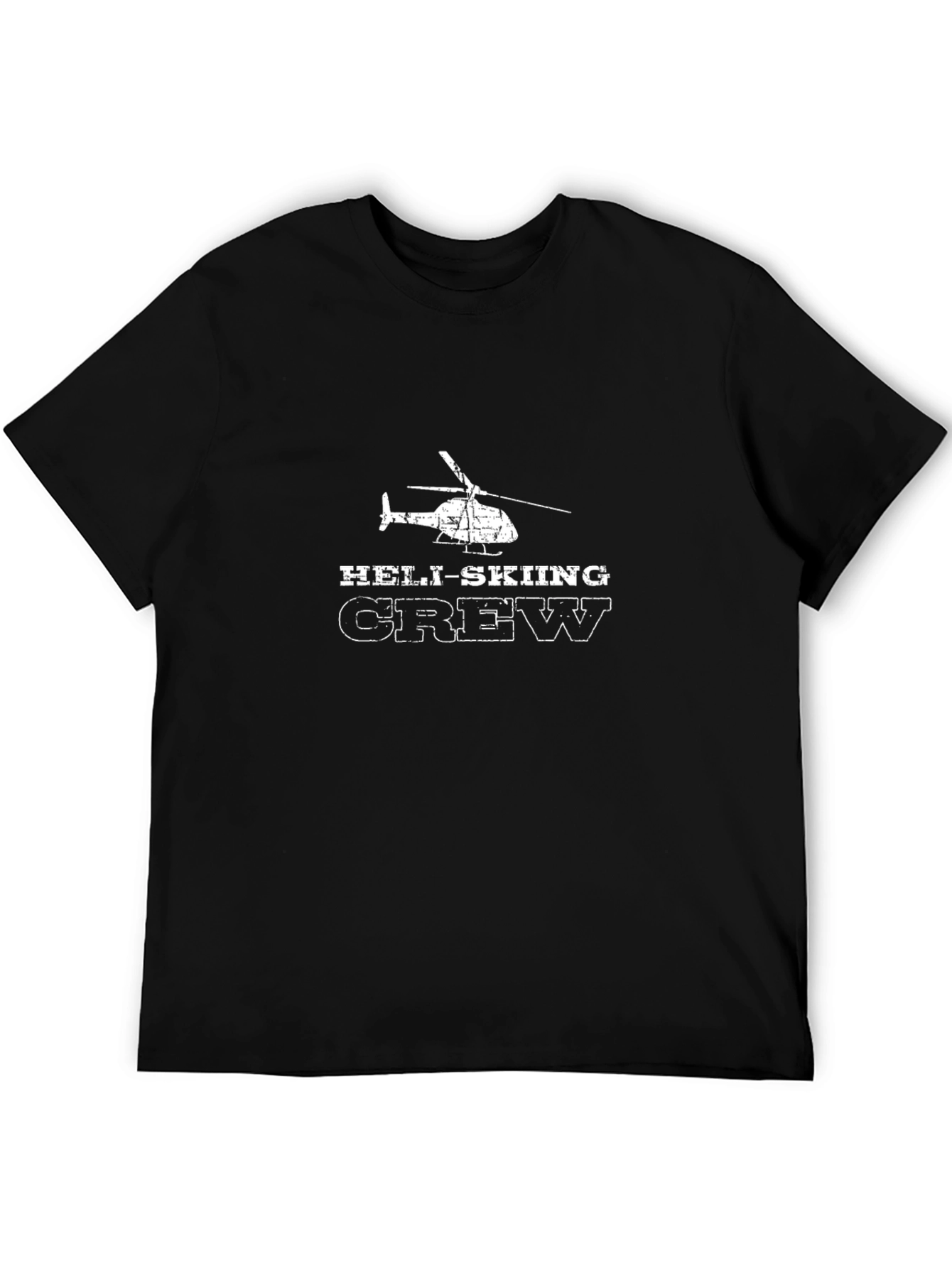 Heli-Skiing Crew Graphic Tee - Black Cotton