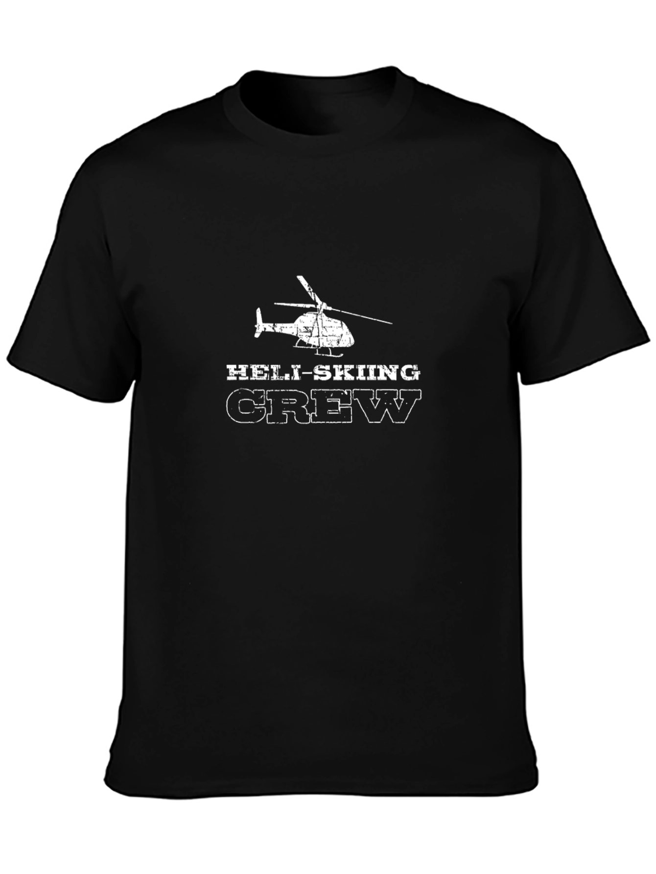 Heli-Skiing Crew Graphic Tee - Black Cotton