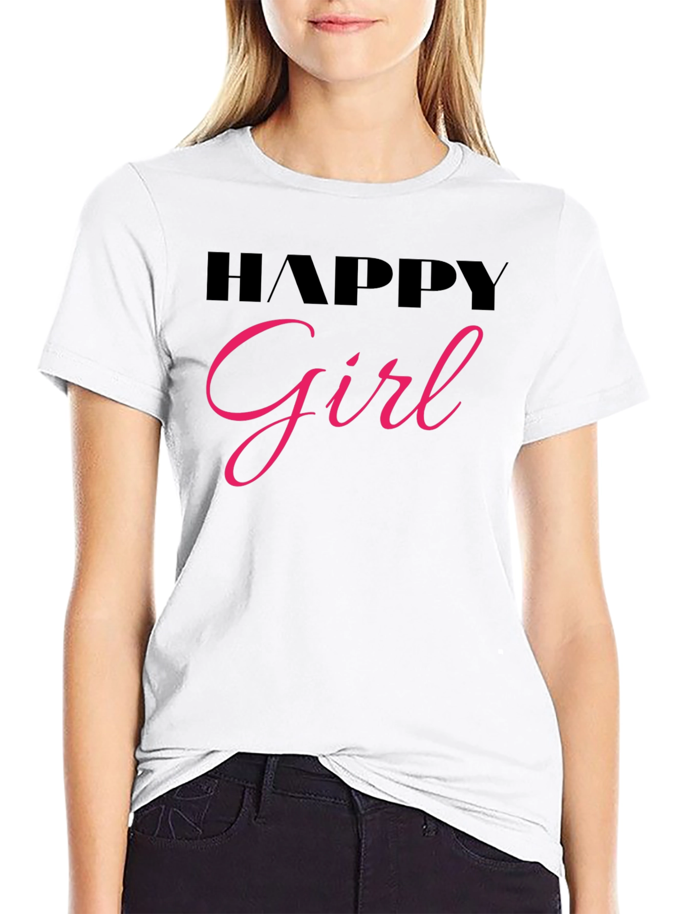 Happy Girl Black T-Shirt