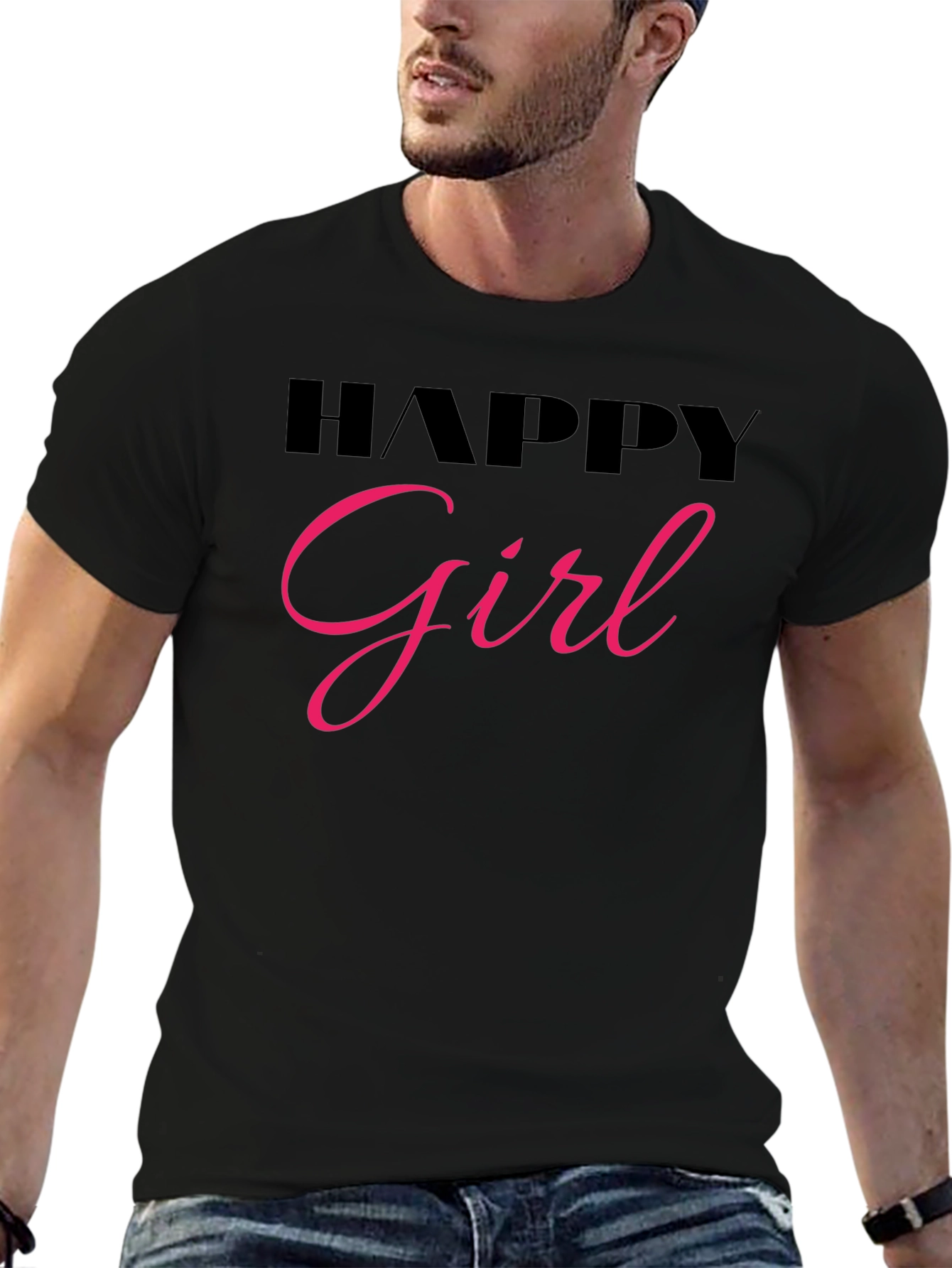 Happy Girl Black T-Shirt