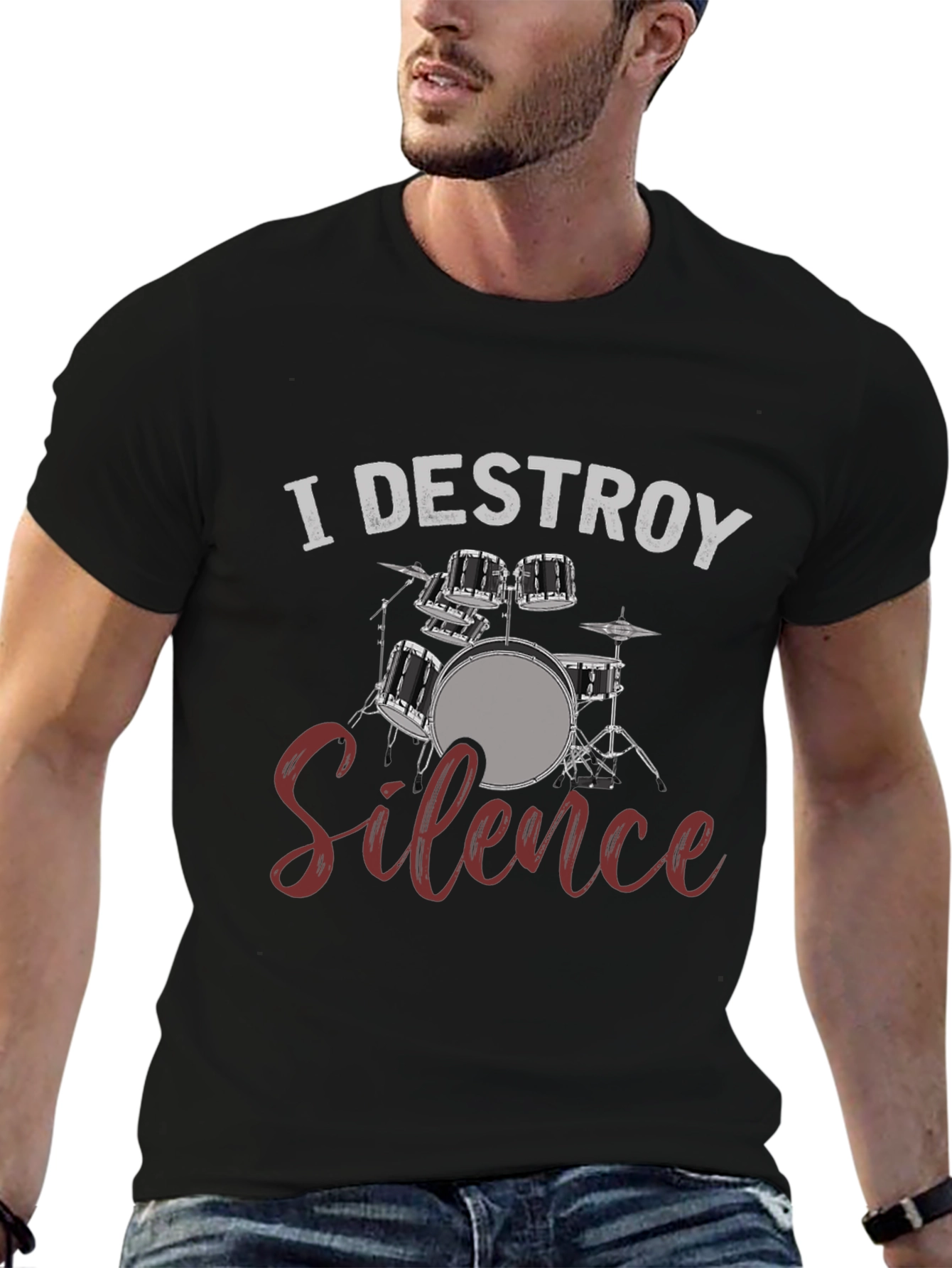 I Destroy Silence Drum Set Graphic T-Shirt