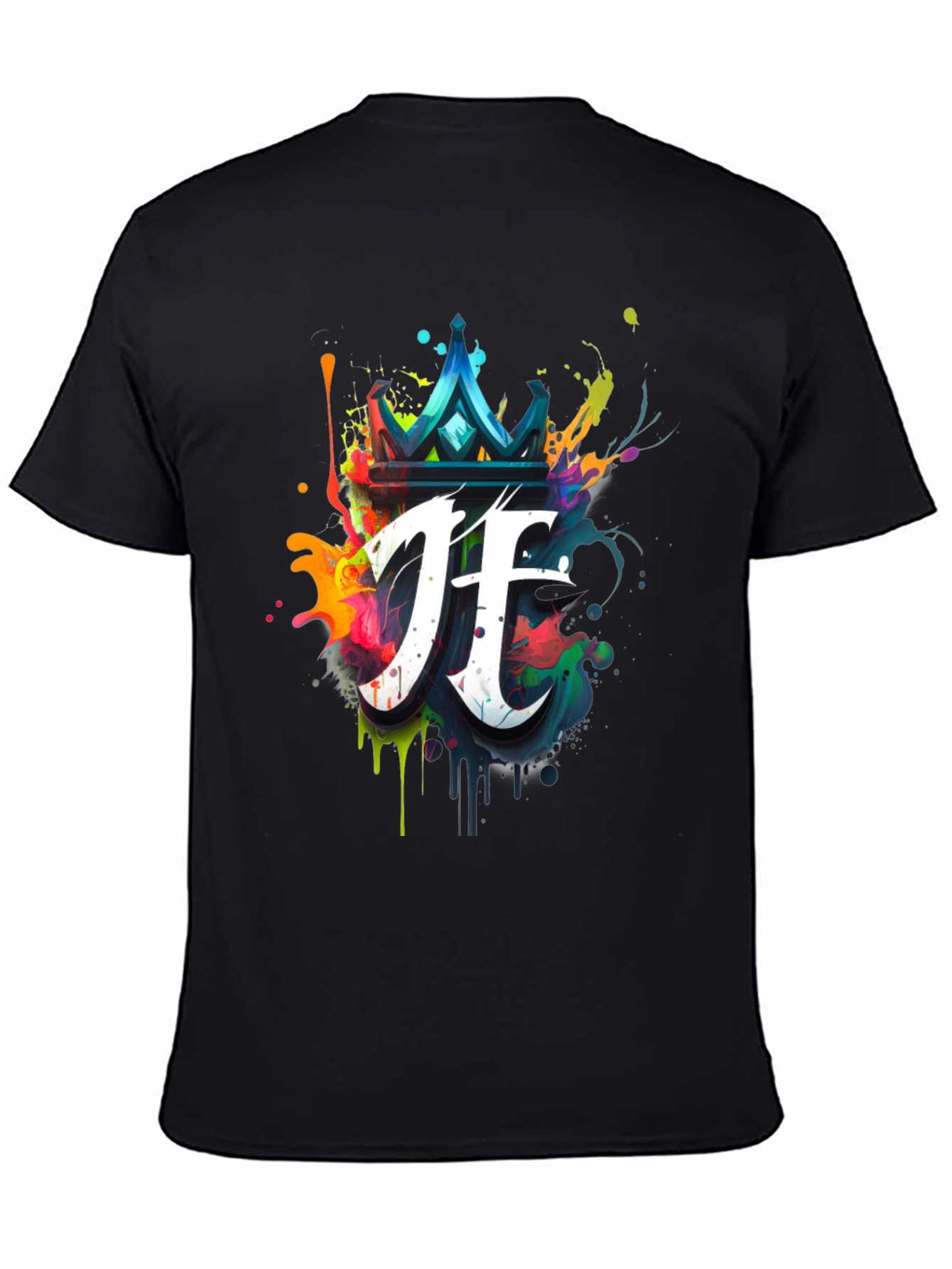 Crown & Initial Graphic Black T-Shirt