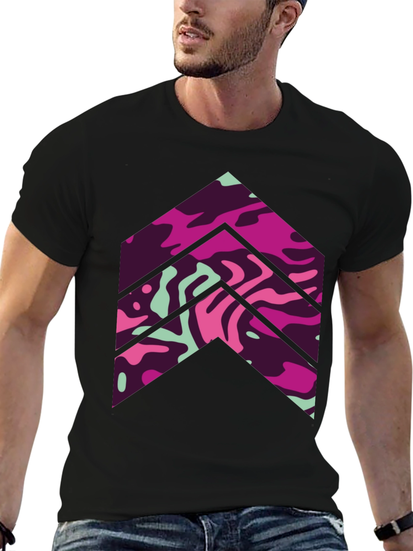 Abstract Arrow Graphic Tee - Mens Black T-Shirt