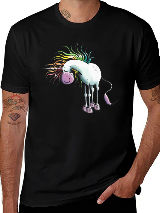 Unicorn Graphic Tee - Mens Black Cotton T-Shirt
