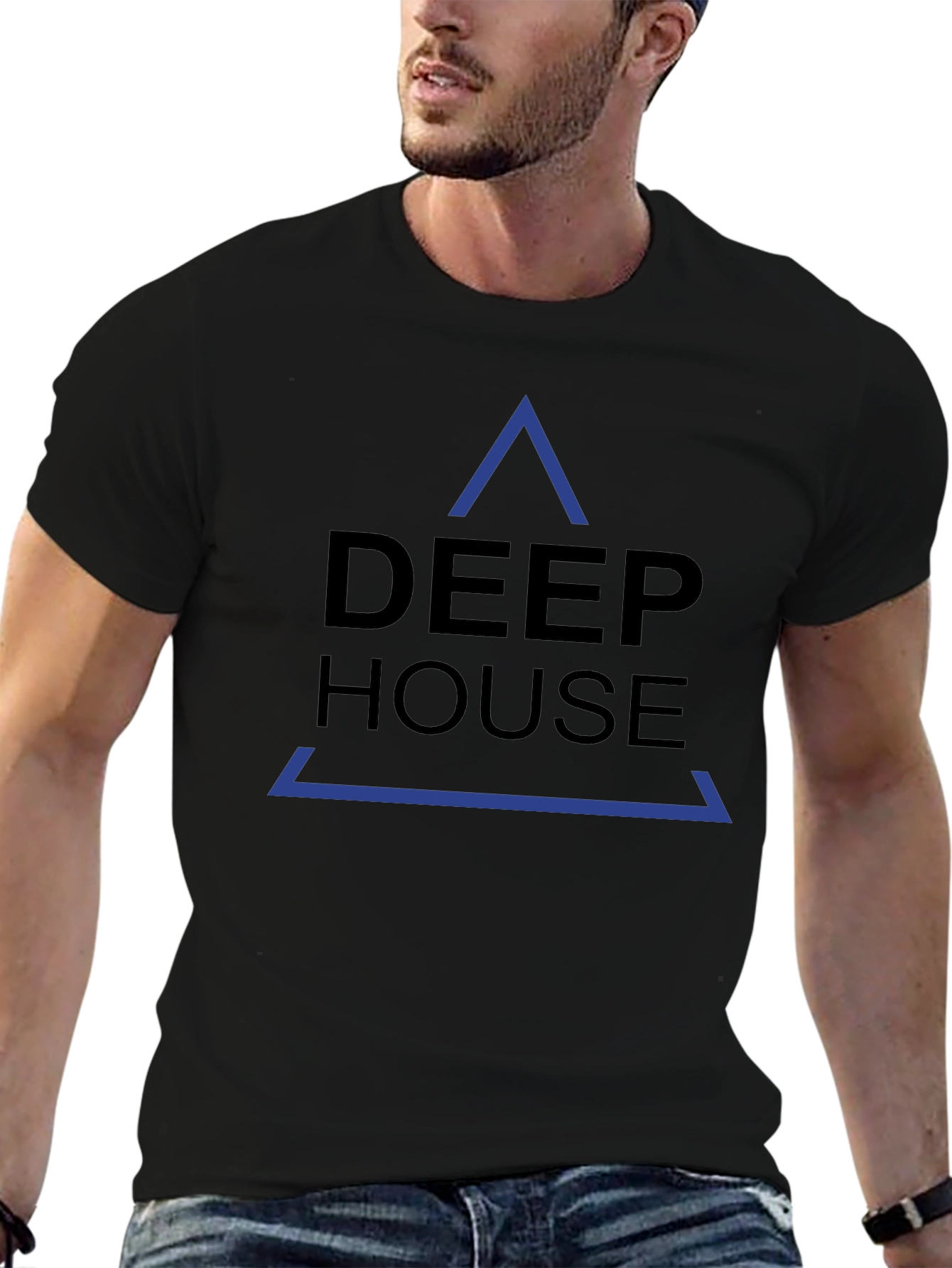 Deep House Graphic Print Black T-Shirt