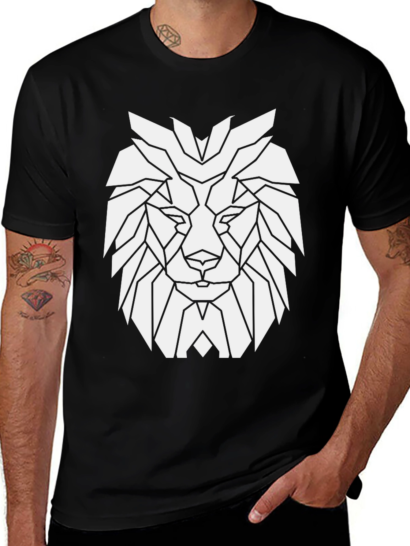 Geometric Lion Graphic Tee - Modern Streetwear