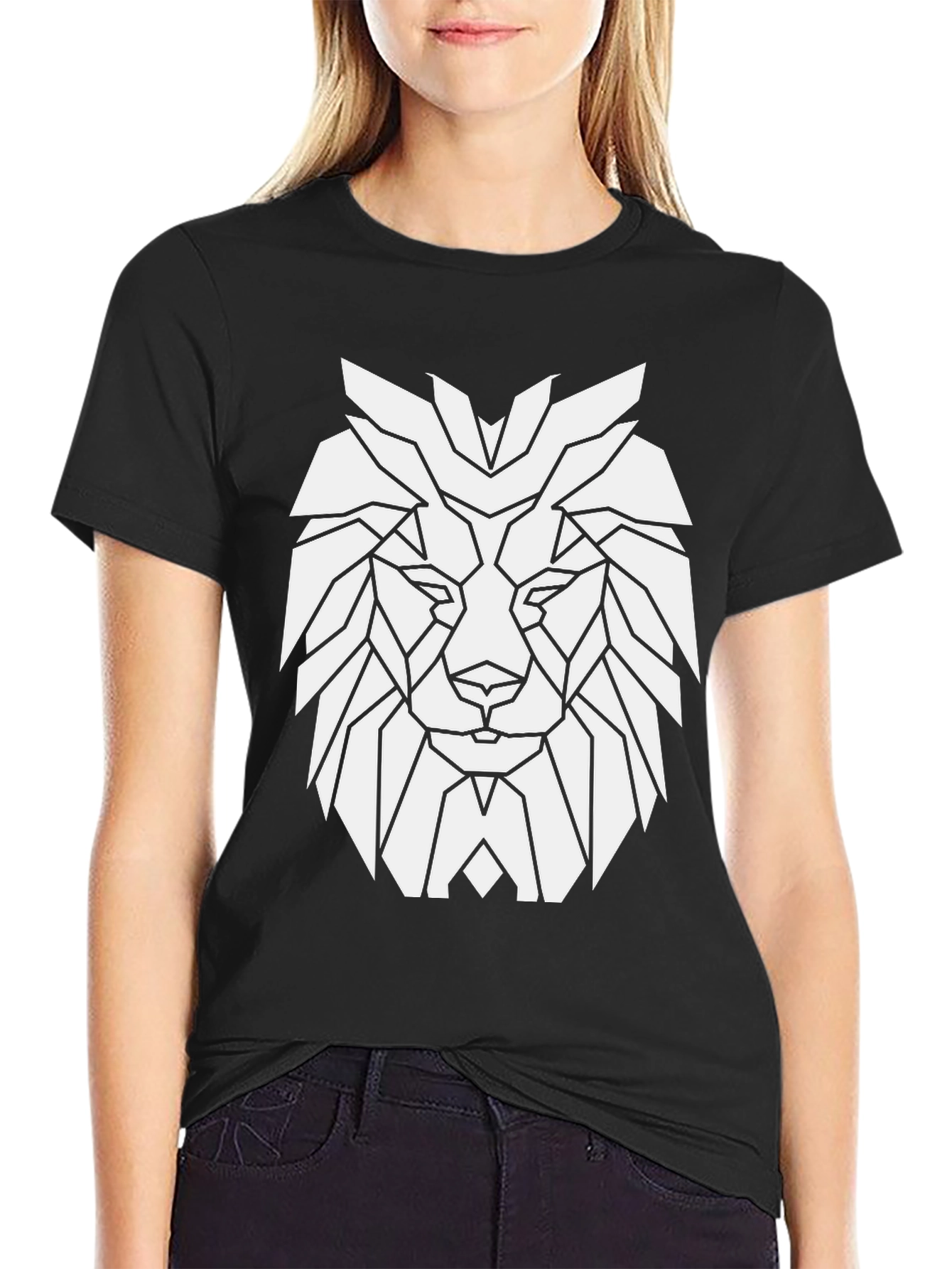 Geometric Lion Graphic Tee - Modern Streetwear