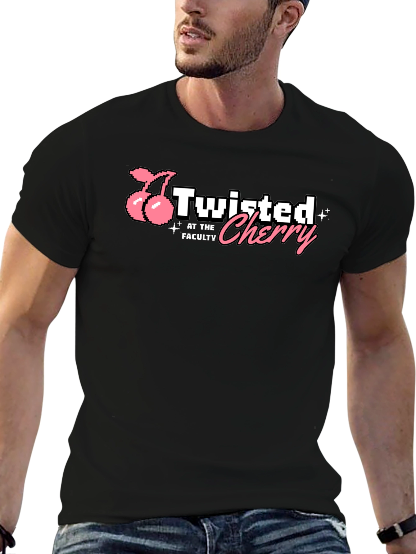 Twisted Cherry Graphic T-Shirt - Black