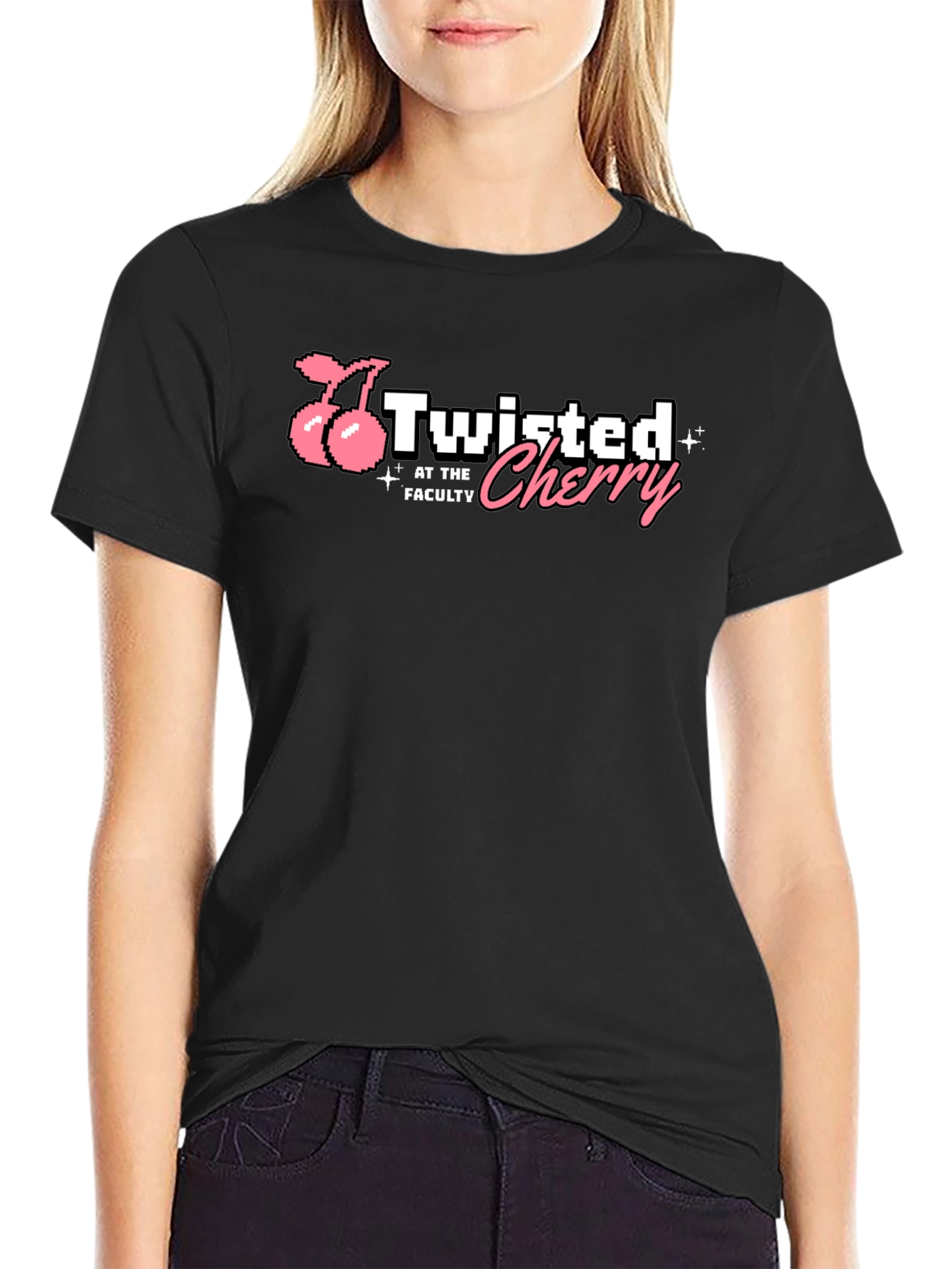 Twisted Cherry Graphic T-Shirt - Black