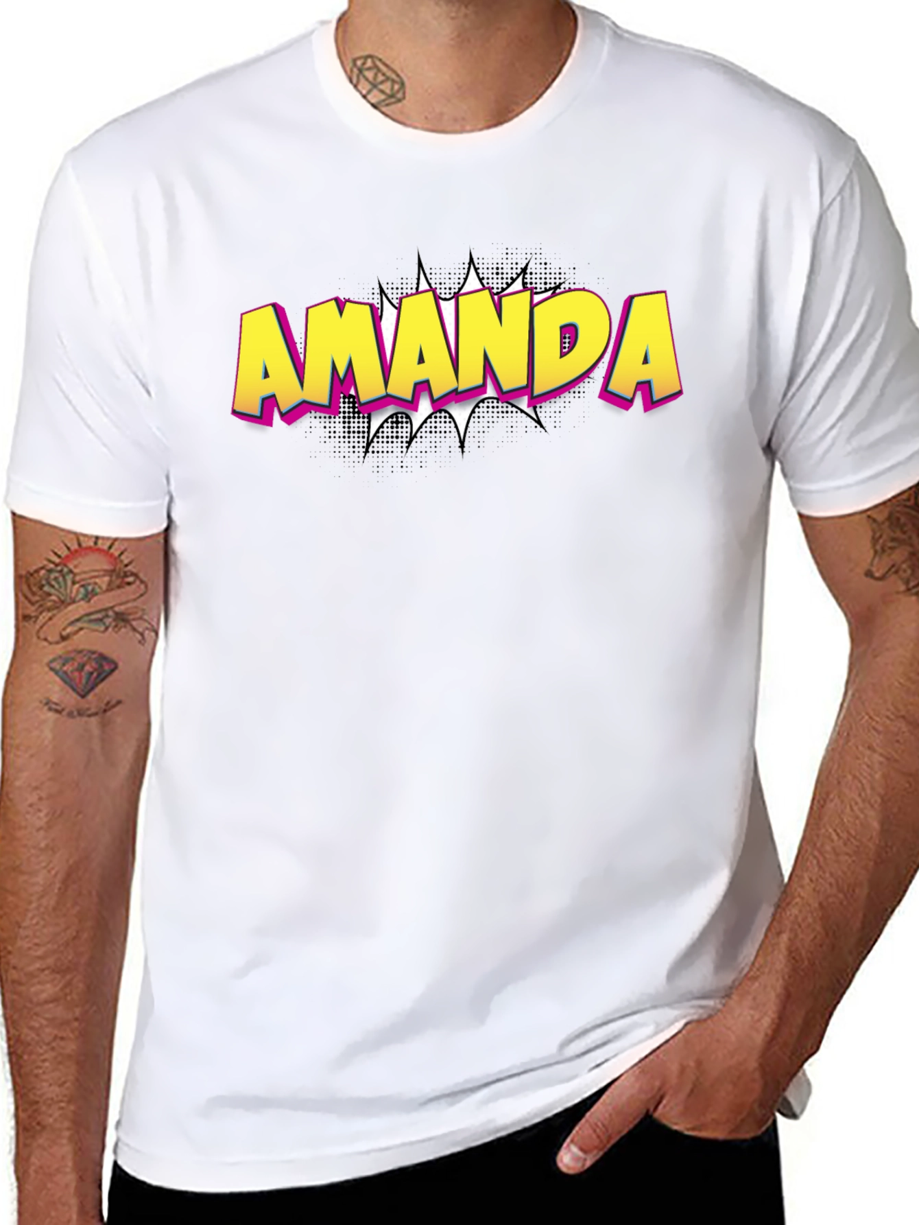 Amanda Comic Book Style T-Shirt - Black Cotton Tee