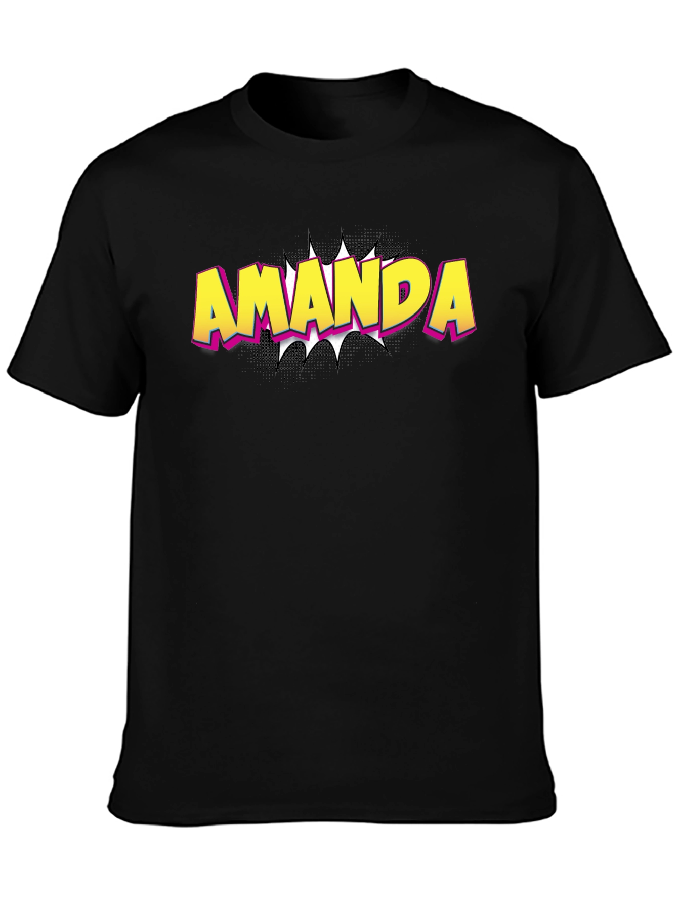 Amanda Comic Book Style T-Shirt - Black Cotton Tee