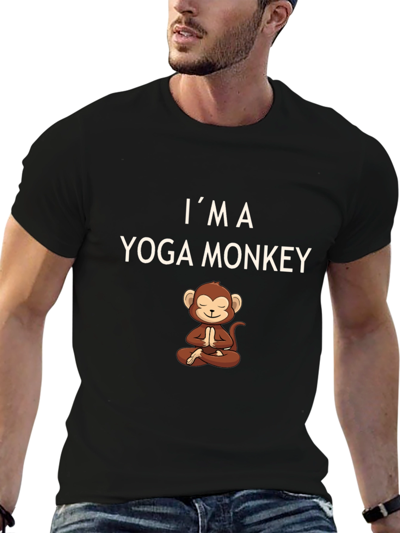 Im a Yoga Monkey Mens Black T-Shirt