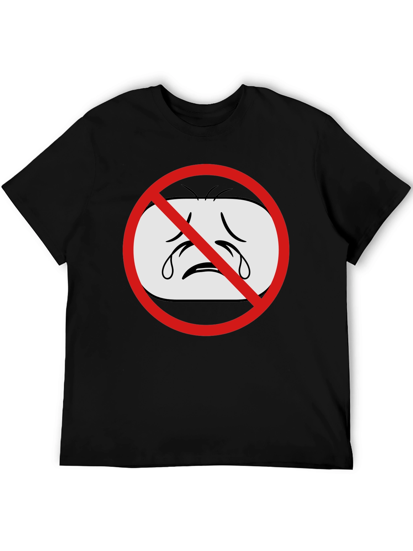 No Crying Graphic T-Shirt - Black Cotton Tee